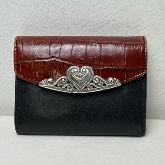 BRIGHTON Vintage ‘96 Crocodile Embossed Leather Wallet Crossbody Removable Strap - Picture 10 of 15